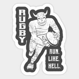 Rugby Run like Hell - Distressed Sticker